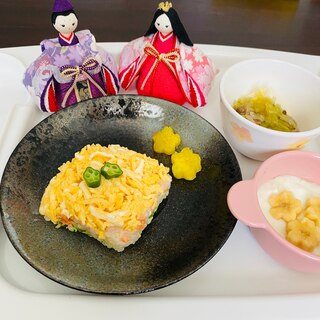 雛祭り　菱餅風ご飯♩